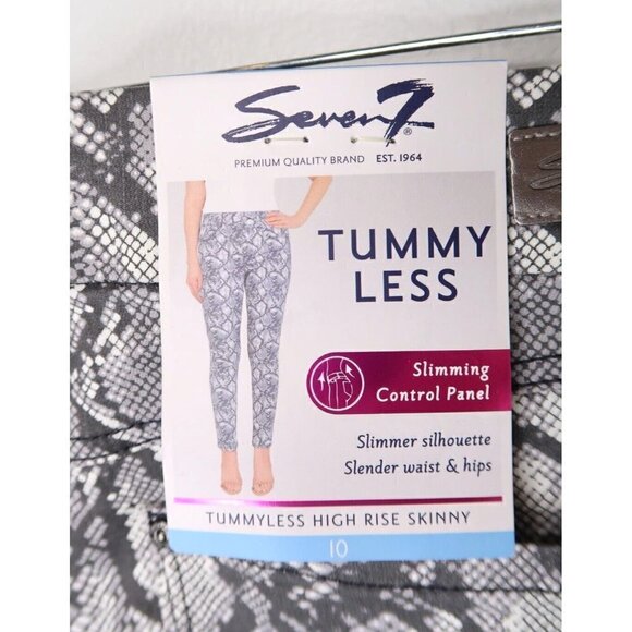 Seven7 Womens Tummy Less High Rise Skinny Jeans Neutral Snake Skin Gray Size 10 - Picture 11 of 12
